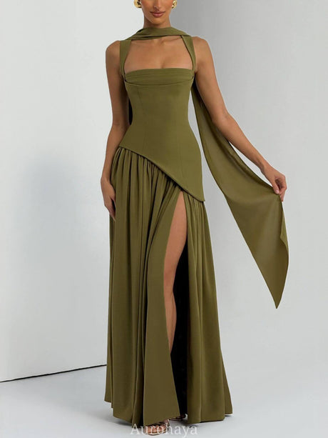 Aurohaya Solène Asymmetrical Maxi Gown