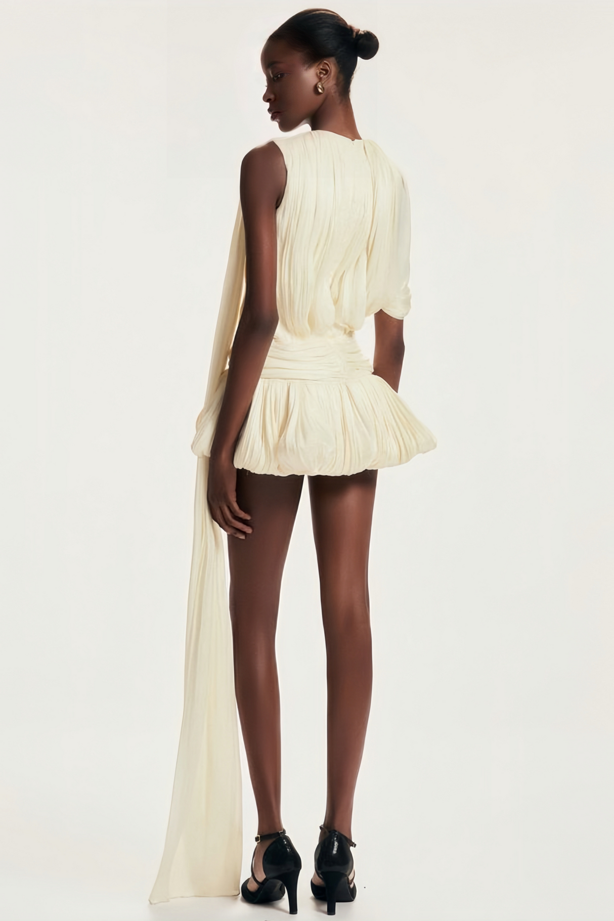 Aurohaya Cyrielle Pleated Mini Dress with Ribbon Design Accent