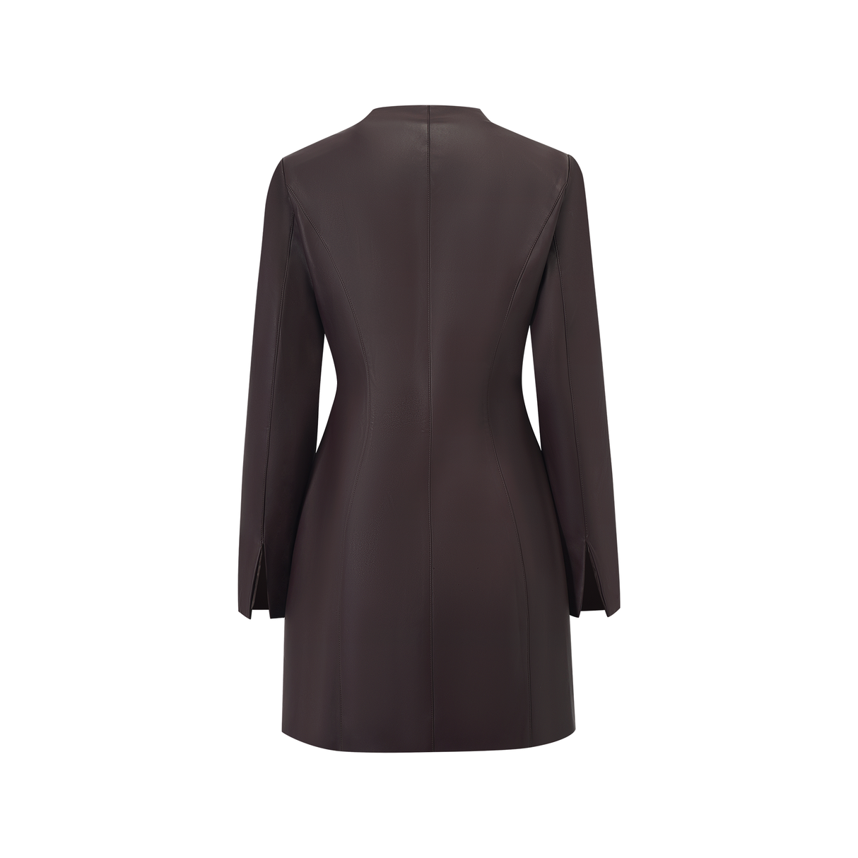 Aurohaya Solange Brown Leather Mini Blazer Dress