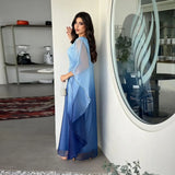 Gradient Satin Butterfly Abaya for Women