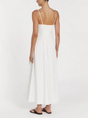 Aurohaya Fashionable Spaghetti Strap Solid Color Slit Midi Dress