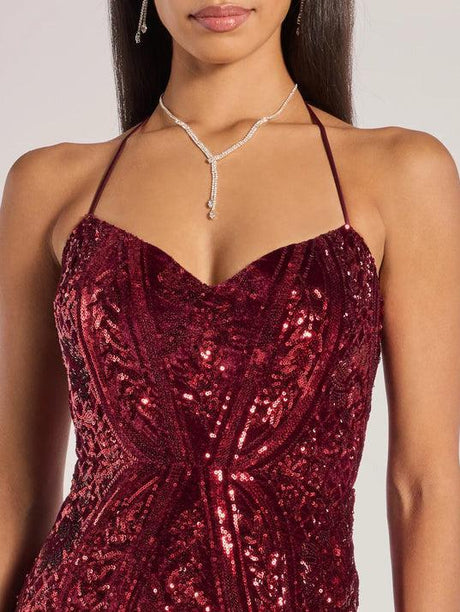Aurohaya Sequined Halter Neck Sling Dress