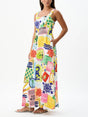 Aurohaya Unique Tie Back Closure Graphic Print Loose Holiday Maxi Dress Multicolor