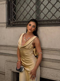 Elegant Swing Collar Backless Maxi Dress