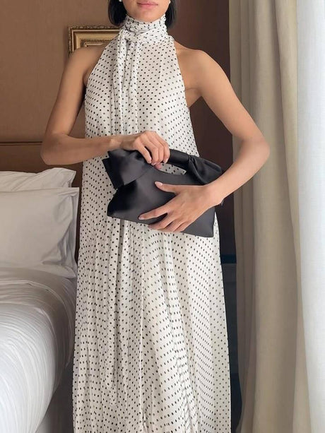 Aurohaya Irregular Hem Polka Dot Dress