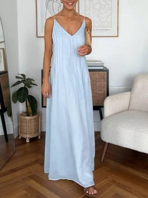 Aurohaya Holiday Style Pleated Sling Dress