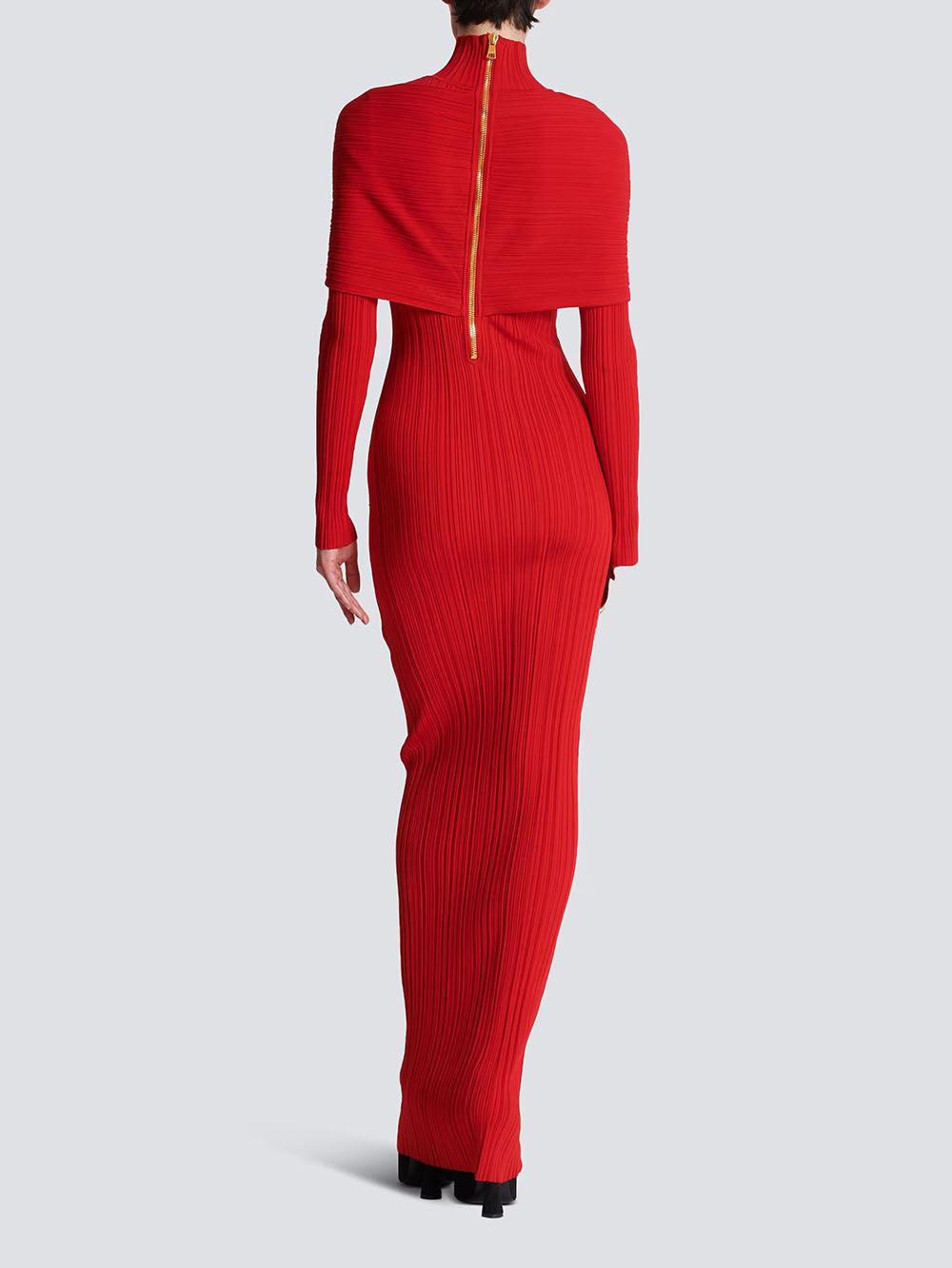 Aurohaya Red Elegant Wrap Effect Layered Pleated Maxi Dress