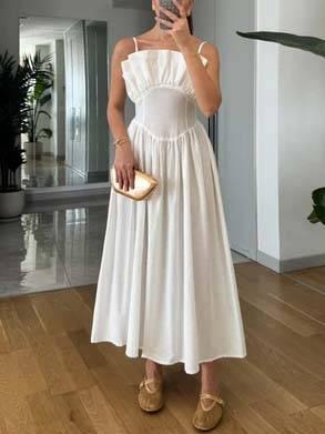 Aurohaya Vintage Tube Top Suspender Dress