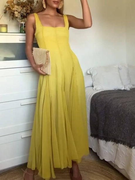 Aurohaya Square Collar Sling Dress