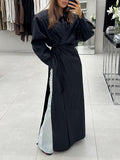 Casual Slit Cotton Shirt Maxi Dress