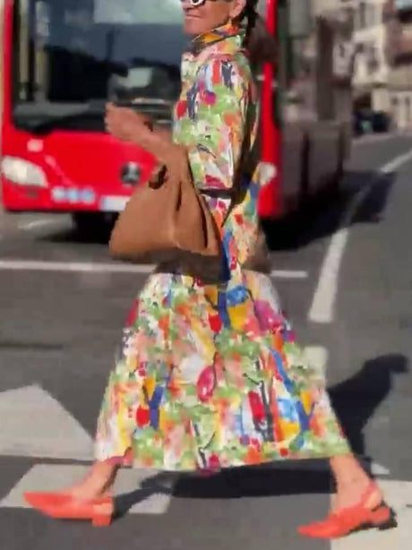 Aurohaya Unique Print Shirt Dress