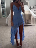 Irregular  Ruffle Suspender Dress