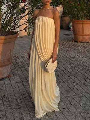 Aurohaya Unique Design Loose Tube Top Maxi Dress