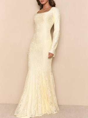 Aurohaya Lace Scarf Design Maxi Dress