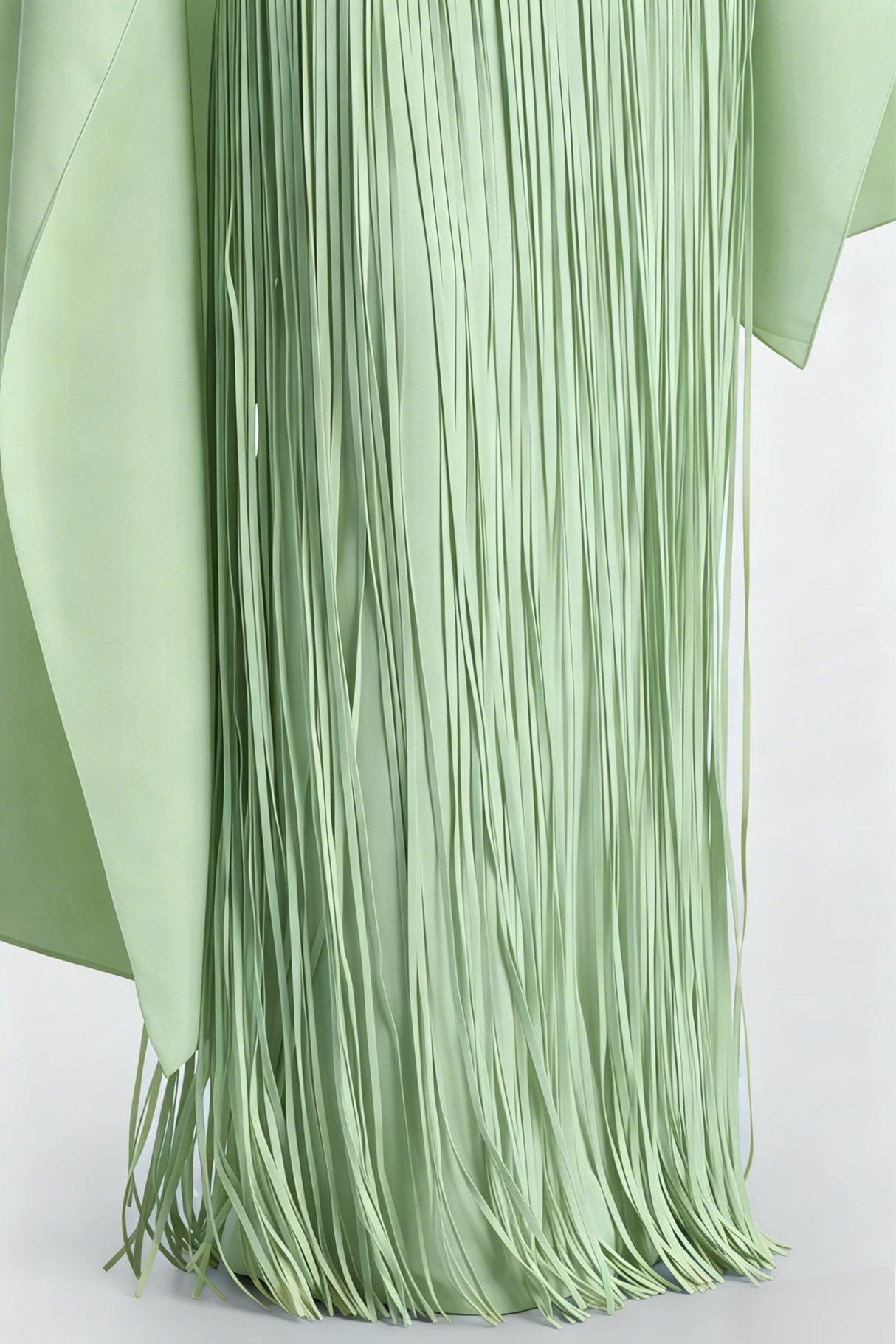Aurohaya Cayetana Emerald Green Fringe Maxi Dress with Cape Effect