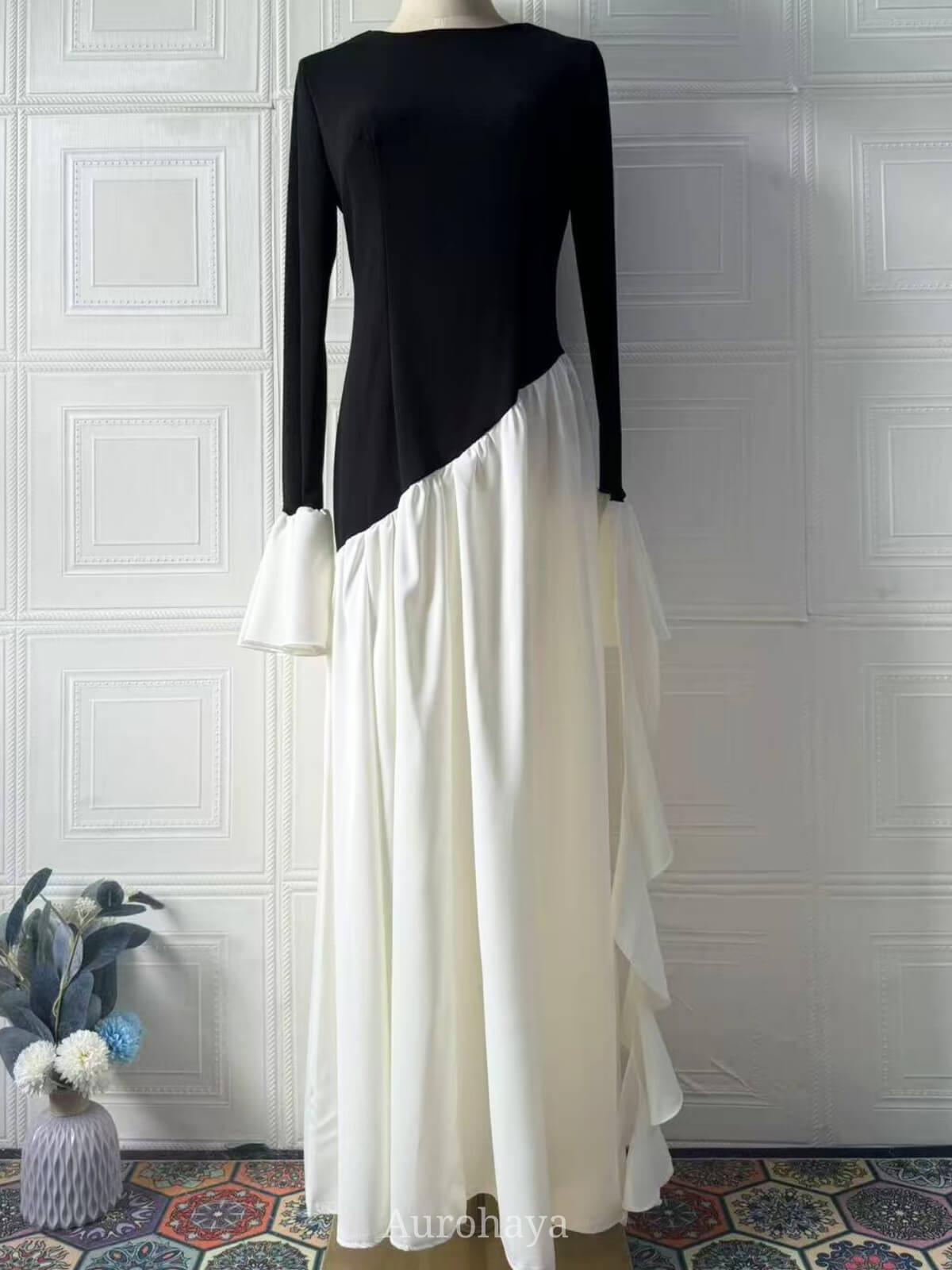 Aurohaya Round Neck Long Bell Sleeve Maxi Dress