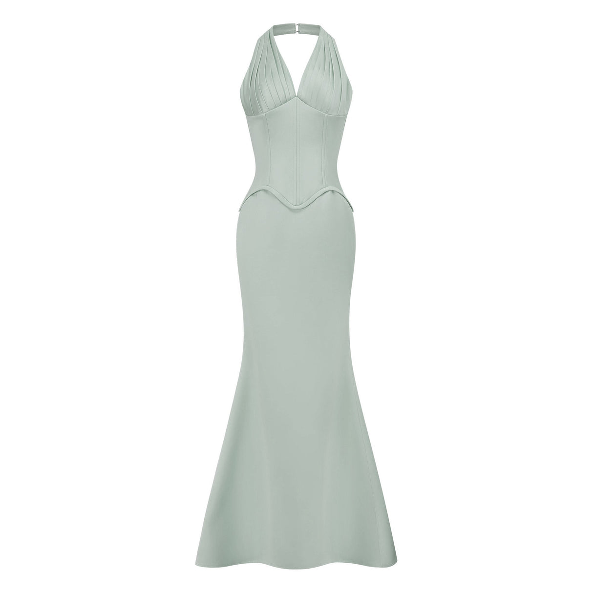 Aurohaya Aurélie Green Halterneck Mermaid Maxi Dress