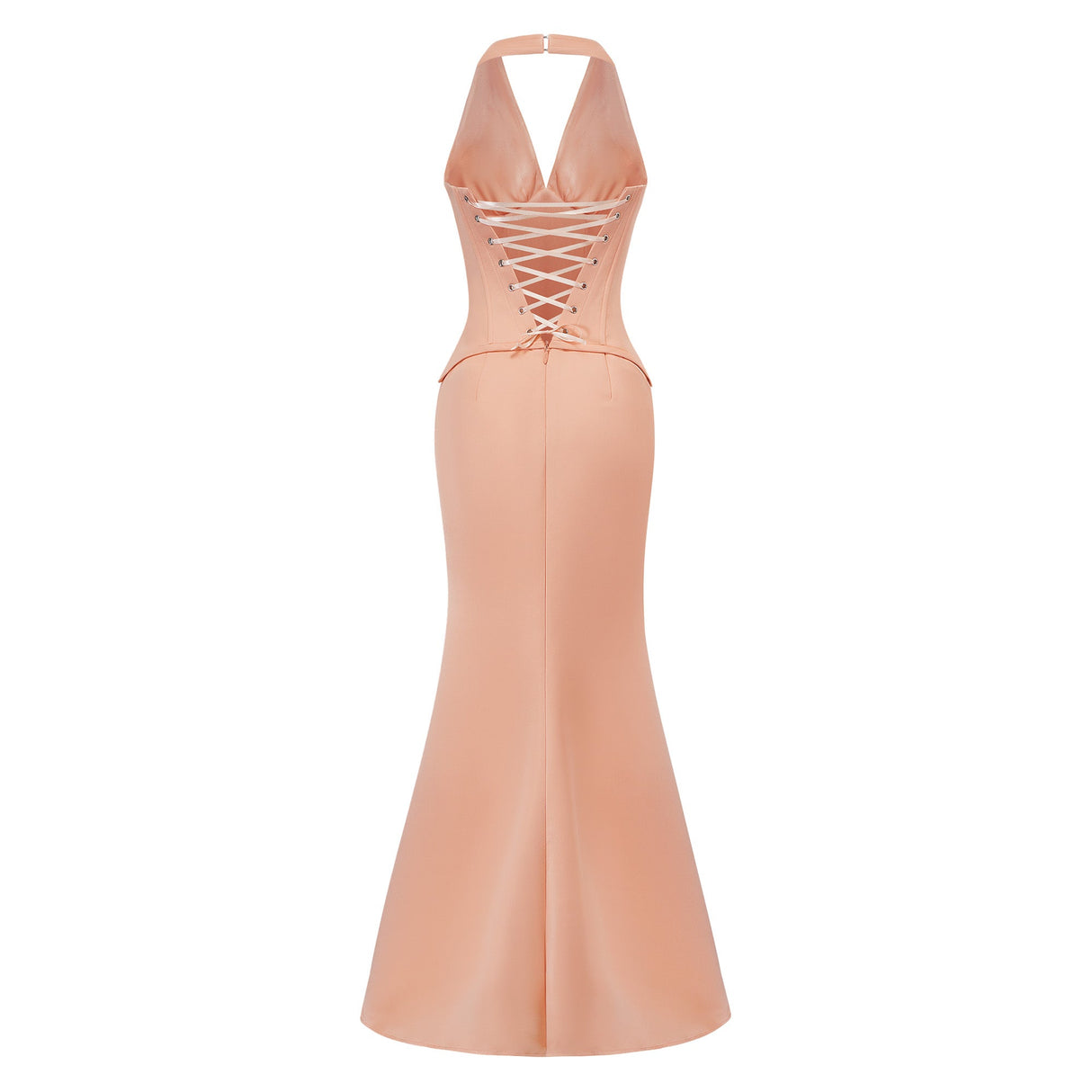 Aurohaya Aurélie Orange Halterneck Mermaid Maxi Dress