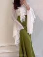 Aurohaya Ruffle Bell-Sleeve Tie-Front Slim-Fit Maxi Dress Green