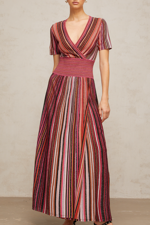 Aurohaya Quirine multicolor metallic knit maxi dress