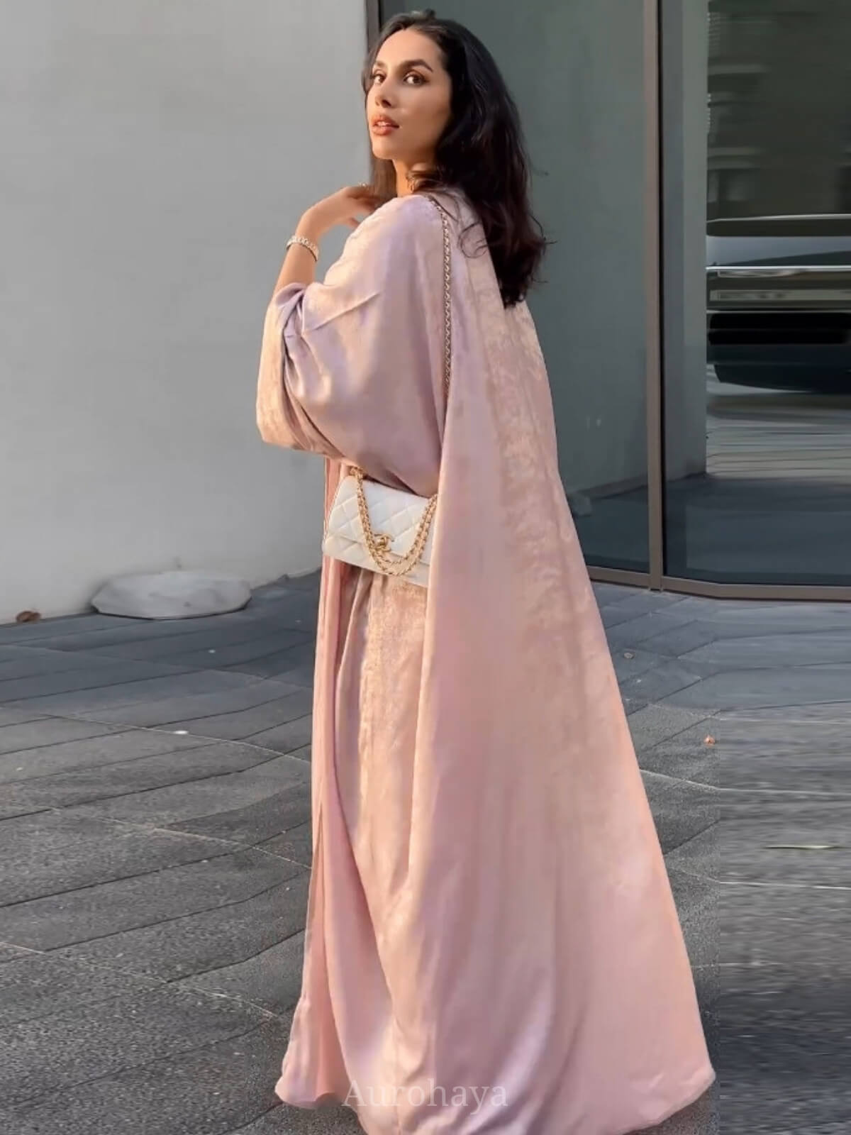 Satin Modest Open Front Abaya
