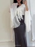 Ruffle Bell-Sleeve Tie-Front Slim-Fit Maxi Dress