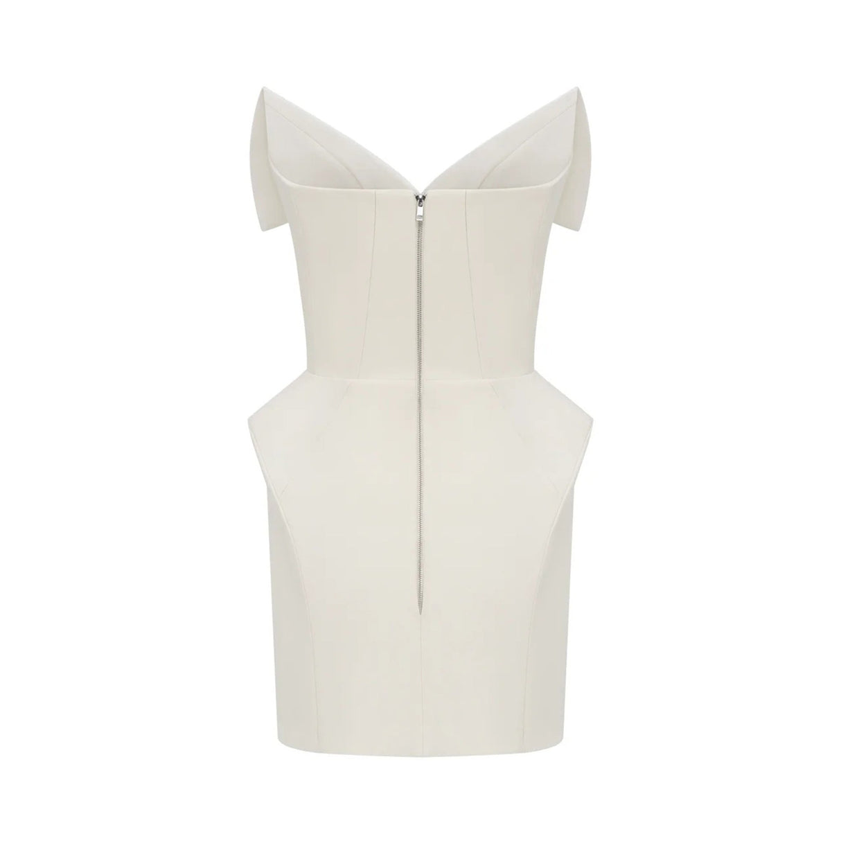 Aurohaya Alba White Barrel Waist Corset Mini Dress