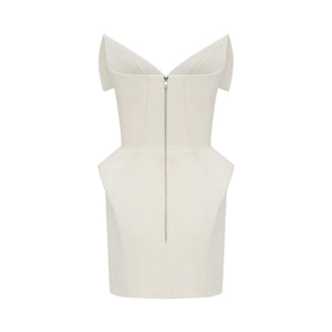 Aurohaya Alba White Barrel Waist Corset Mini Dress