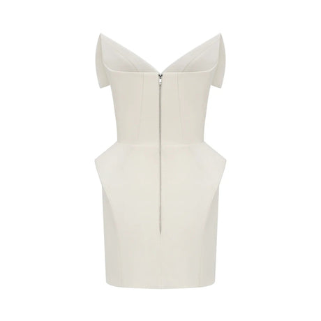 Aurohaya Alba White Barrel Waist Corset Mini Dress