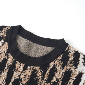Aurohaya Lucie Brown Leopard Knit Mini Dress