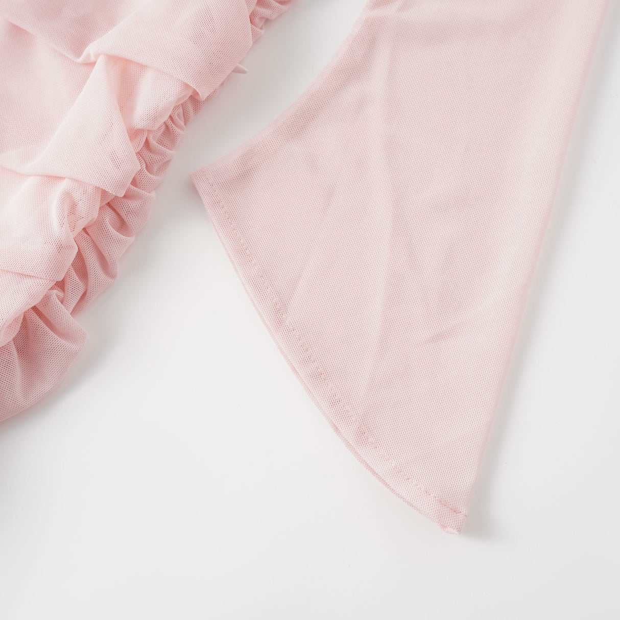 Aurohaya Garance Pink Asymmetrical Ruched Mesh Maxi Dress