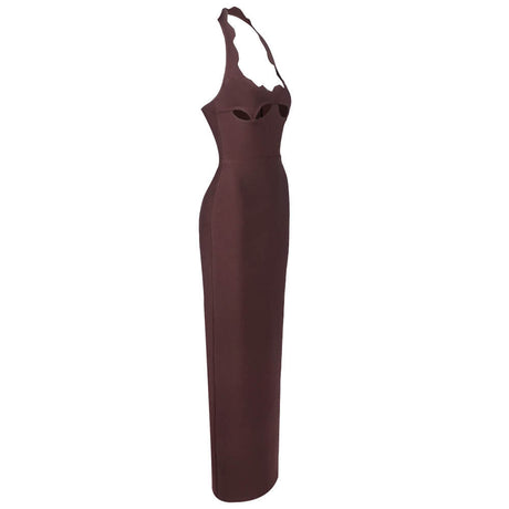 Aurohaya Noisette Halter Cut-Out Bodycon Maxi Dresses