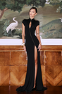 Aurohaya Vespera Black Keyhole Maxi Dress with High Thigh Slit Black