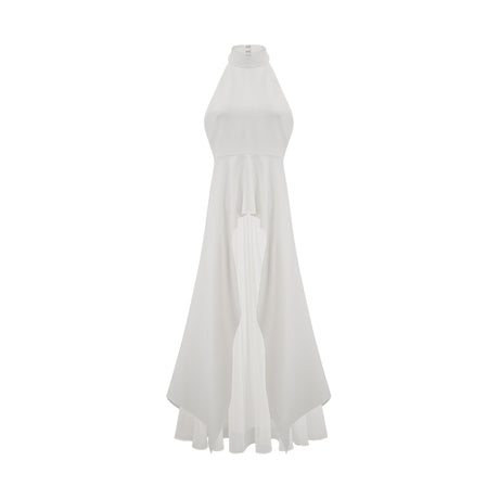 Aurohaya Juliette halterneck layered Maxi dress White