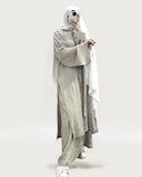 Long Sleeved Pleated Abaya 2-Piece Set