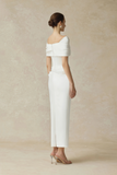 Valérie White Draped Midi Dress