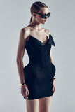 Béatrice Black Barrel Waist Corset Mini Dress