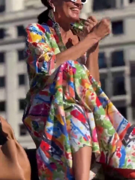 Aurohaya Unique Print Shirt Dress