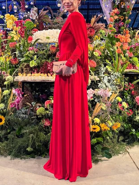 Aurohaya Backless Design Shawl Maxi Dress