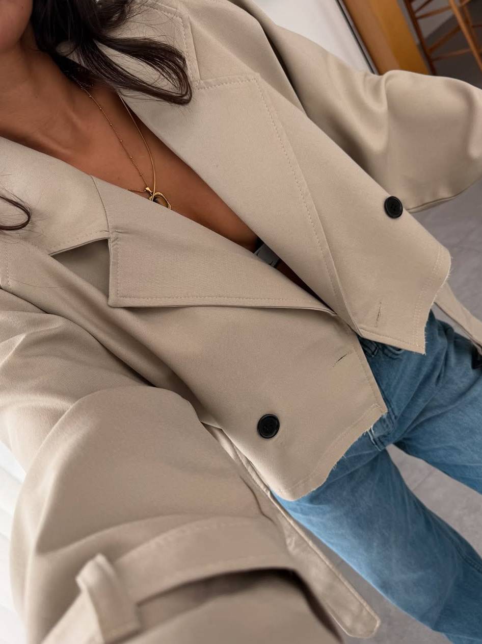 Short Belt Jacket Coat
