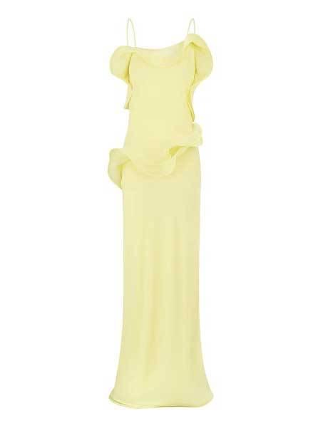 Aurohaya Playful Curled Hem Slim Fit Maxi Dress