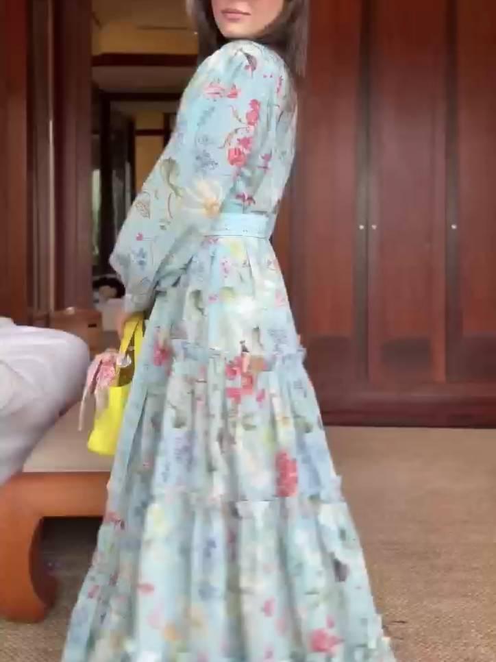 Aurohaya Unique Printed Belt Dress