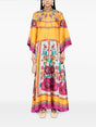 Aurohaya Vintage Exquisite Pattern Print Loose Maxi Dress Multicolor