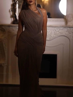 Aurohaya Hollow Design Pleated Maxi Dress