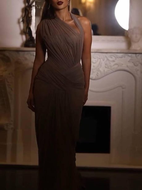 Aurohaya Hollow Design Pleated Maxi Dress