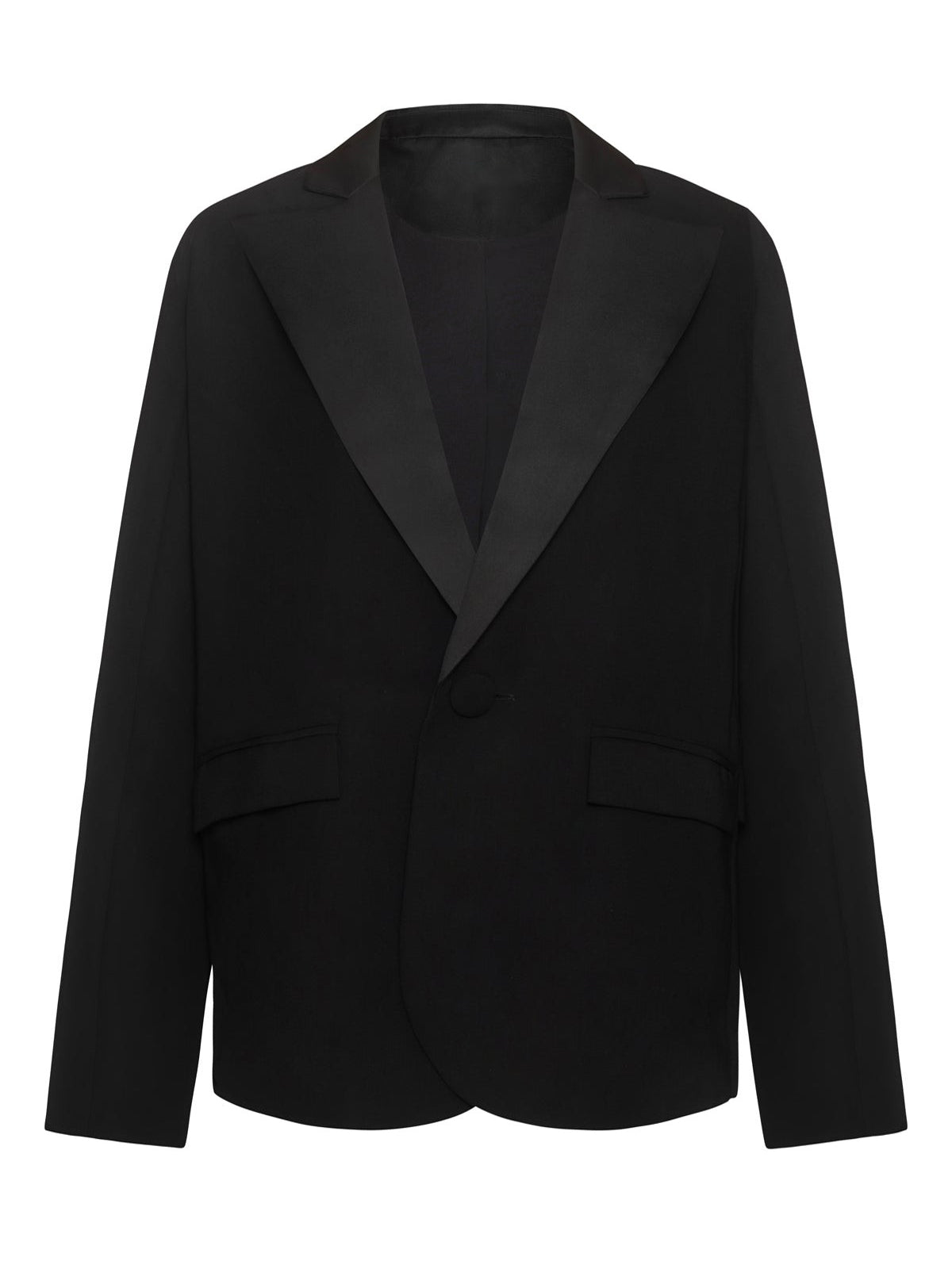 Fashion Solid Color Satin Patchwork Loose Suit Jacket