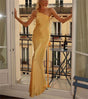 Aurohaya Moonlit Soiree Satin Asymmetrical One Shouder Backless Strap Maxi Dress Yellow