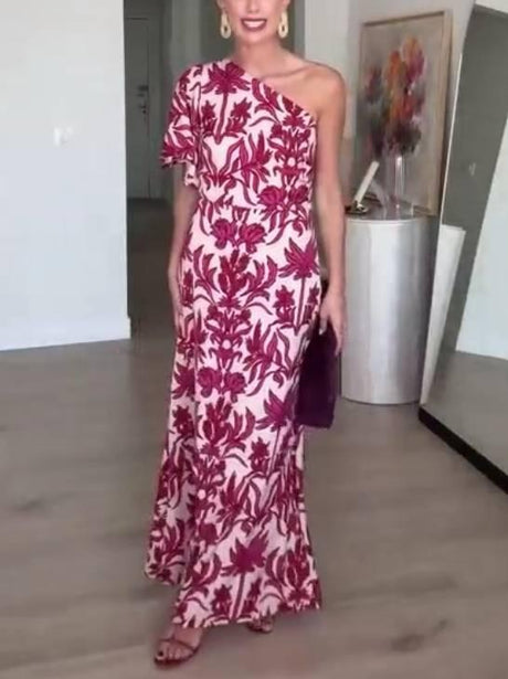 Aurohaya Two-Way Off-Shoulder Print Dress