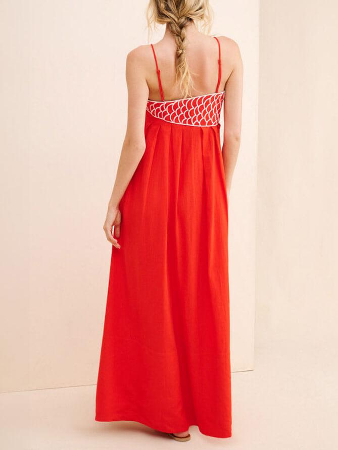 Aurohaya Exquisite Unique Fashion Fish-Shaped Top Suspender Midi Dress