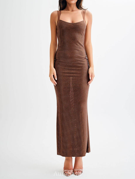 Aurohaya Vespertine Rhinestone Maxi Dress Backless Mesh Evening Gown